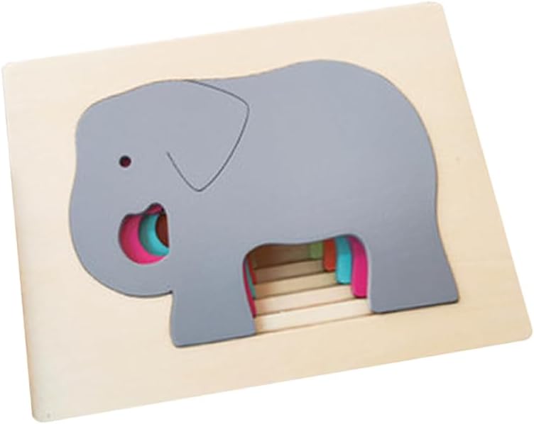jojofuny Rompecabezas de animales de elefante de varias capas, rompecabezas de panel 3D de dibujos animados, juguete de educación temprana, juego de