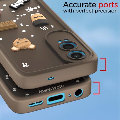 Image of Pikkme Bumper Case for OnePlus Nord Ce 4 Lite 5G | Cute Fun Cartoon 3D Bear Silicone Full Body Protection Back Cover (Brown)