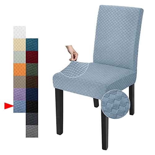 YEMYHOM 4 Packs Latest Checkered Dining Chair Slipcover Parsons Chair Furniture Protector Stretch Chair Covers for Dining Room, Restaurant, Kitchen, Party (Light Blue)