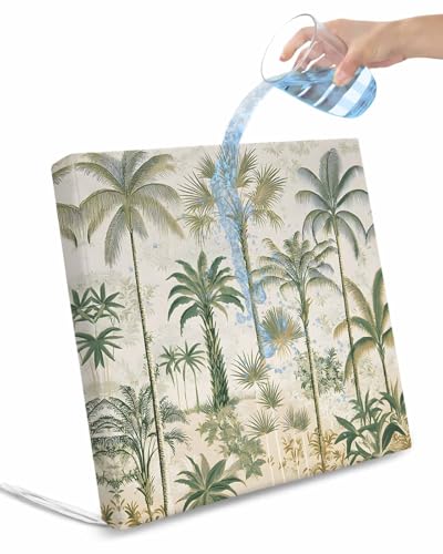 2 Pack Beach Palm Waterproof Cushion Covers with Ties, Outdoor Patio Chaise Lounge Chair Seat Cushion Slip Covers Replacement(Only Cover) Summer Green Coconut Tree Leaf 22