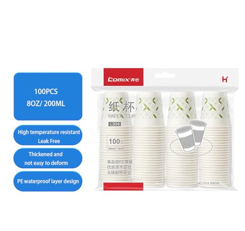GWRFVIL Lot de 100 gobelets à café jetables en carton, 240 ml, gobelets à café jetables en carton pour boissons chaudes, gobelets en carton blanc pour boissons froides et chaudes – vue 7