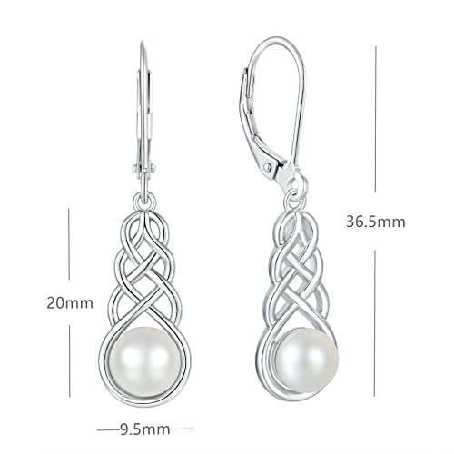 Jo Wisdom Women Infinity Pearl Earrings,925 Sterling Silver Infinity Celtic Dangle Earrings With 7Mm Freshwater Pearl #TOP4