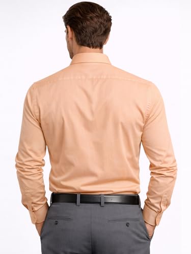 Image of FILO HEVIS Men's Shirt Regular Fit Solid Self-Cord Cotton Blended, Soft Fabric Stylish Formal Wear Man Shirt, Spread Collar Full Sleeves,(Available in Plus Size)