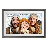 Frameo 15.6 Inch 32GB Large WiFi Digital Picture Frame wood1920 * 1080 IPS FHD Touch Screen Electron