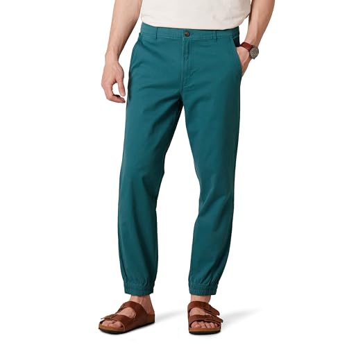 Amazon Essentials Mens Straight-Fit Washed Cotton Chino Jogger Pant Washed Teal Green XX-Large