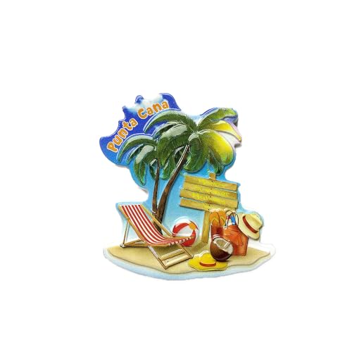 Imán decorativo 3D de resina pintada a mano Punta Cana miniatura 6