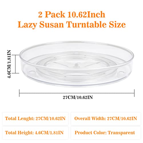 Sjysxm 2 Pack 10.63 Inch Lazy Susan Organizer, Clear Lazy Susan Organizer Set For Cabinet, Rotating Lazy Susan Turntable Organizer Spice Rack Organizer For Kitchen Fridge Pantry Countertop Bathroom #TOP5