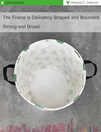 Image of Round Laundry Basket Collapsible Storage Hamper Toy Bin (Christmas Tree)