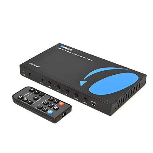 Image of Quad Multi Viewer 4 in 1 Out by OREI HDMI Switcher 4 Ports Seamless Switcher and IR Remote Support 1080P for PS4 /PC /DVD /Security Camera, HDMI Switch VGA Output - HD-401MV