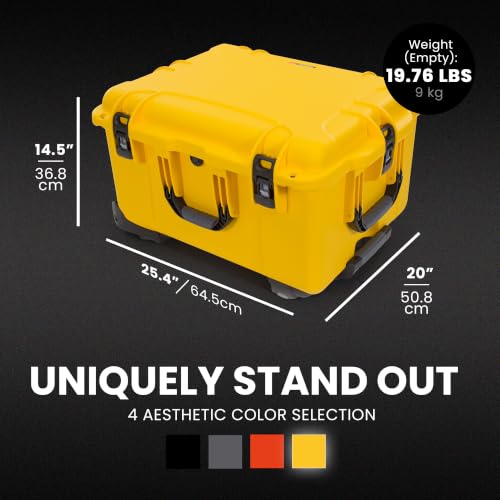 Image of NANUK 960 Empty Hard Case- Waterproof Travel Hard Case with Wheels, 25.4 inch x 20 inch x 14.5 inch, Dustproof and Impact-Resistant, Ideal for Heavy Loads - Yellow