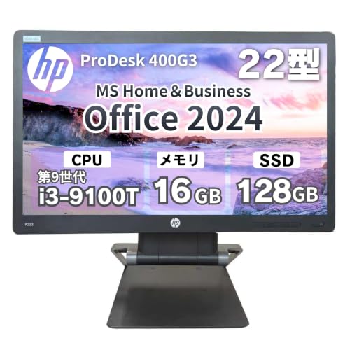 �y�����ςݕi�zHP ��̌^PC 22�^ ProDesk 400G5 i3-9100T Office2024 16GB 128GB | SSD���� �yMS Office 2024 Home&Business�z Windows11 Professional ��