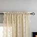 YJ YANJUN Beige Lace Curtains 63 inches Length 2 Panels Antique Chic Floral Sheer Curtains with Scalloped Edges Rod Pocket French Country Crochet Curtains for Bedroom Dining Room W52 X L63