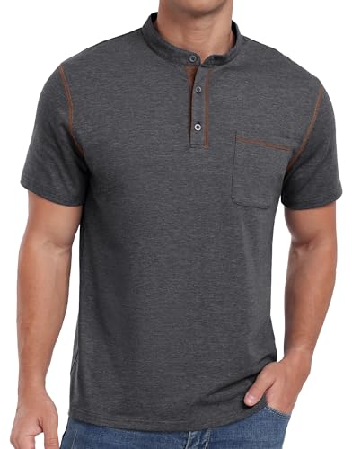 Image of Sailwind Mens Henley Shirts Short Sleeve Summer Casual Classic Cotton T Shirts Pocket Button Shirt