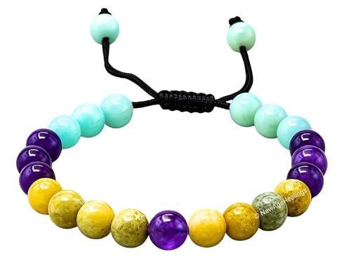Headache & Migraine Relief Bracelet for Headache Manifestation Bracelet with Amazonite, Amethyst, Serpentine Crystals and Healing Stones - Elegant Healing Bracelets for Women