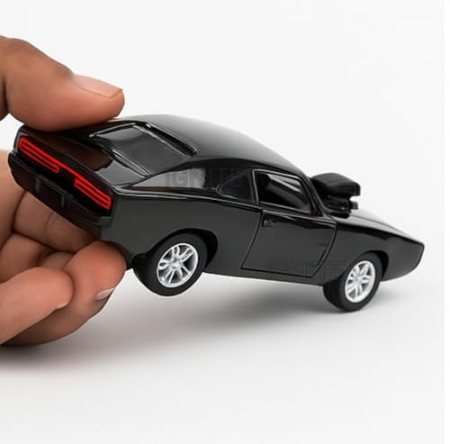 Image of 1:36 Scale Fast & Furious 7 Dodge Charger Toy Car - Die-Cast Alloy Pullback Model Vehicle with Openable Doors - Collectible Metal Racing Car Toy for Kids, Boys (Color As Per Stock)