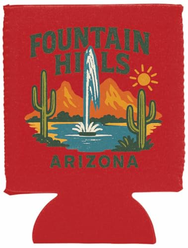 Fountain Hills Arizona Vintage Souvenir Design Neoprene Can Hugger Red