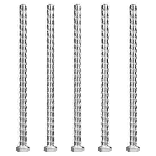 Image of MroMax 5Pcs M8-1.25 Hex Bolts, M8 x 150mm Hex Head Screws Bolts | 304 Stainless Steel 18-8, Fully Threaded, External Hex Drive, for Mounting Chair, Rail, Wheels, Boat and Plastic Bumpers
