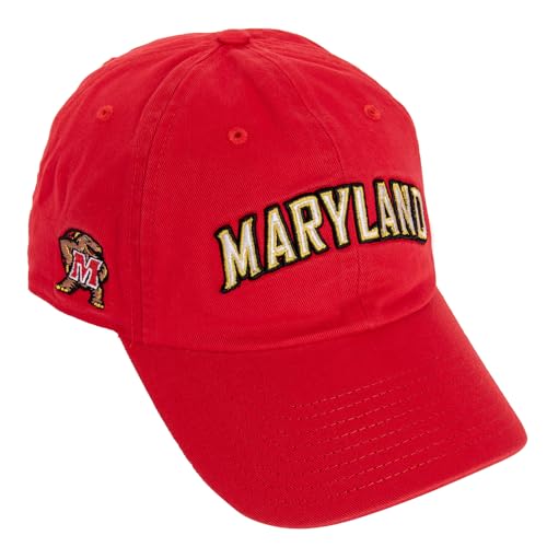 Desert Cactus University of Maryland Baseball Hat Terrapins UMD Terps Brimmed Embroidered Hats Cap Adjustable Cloth Strap Adult (Style F1) Red