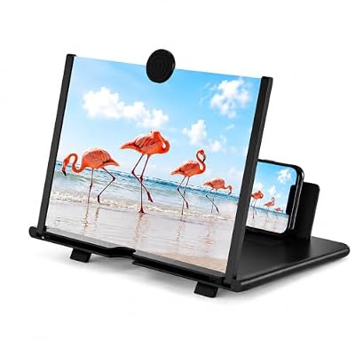 Phone Screen Amplifier for Smartphones, Foldable HD Screen Magnifier Stand, Portable Hands-Free Viewing for Movies and Videos, No Battery or App Needed, Compatible with iPhone and Android