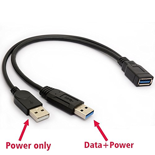 Usb 3.0 Cable Dual Power Charge Cables Y Adapter Type A Lead Male To Female Extension Code 30Cm (5Gbps Data Transfer And Charging) #TOP4