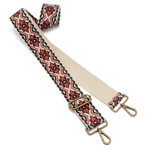 Image of ZOOEASS Bronze Buckles Purse Strap, 2 inch Wide Crossbody Handbag Strap Adjustable Replacement Shoulder Strap Vintage Embroidery