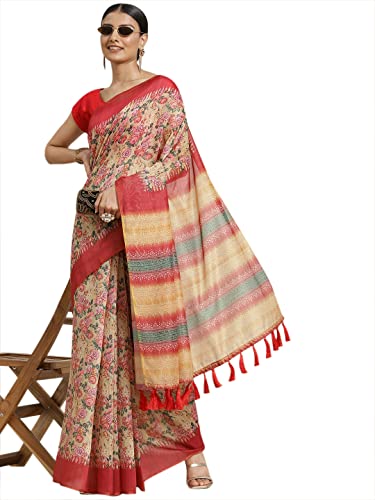 Image of Amazon Brand - Anarva Women's Kalamkari Saree With Blouse Piece