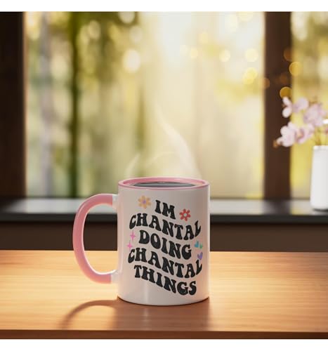 Taza de cerámica rosa/blanca para mamá 11 onzas miniatura 3