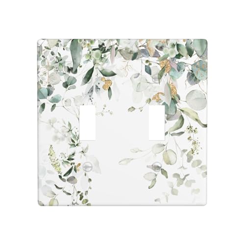 Green Leaves Watercolor Double Plate