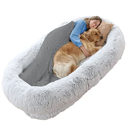 Human Dog Bed Large Bean Bag Bed For Humans Beanbag Dog Bed Human-Sized Large Dog Bed For Adults, Pets - White #TOP5