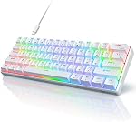 RK ROYAL KLUDGE RK61 Wired 60% Mechanical Gaming Keyboard Programmable QMK/VIA RGB Backlit 61 Keys Ultra-Compact Hot Swappable Red Switch White