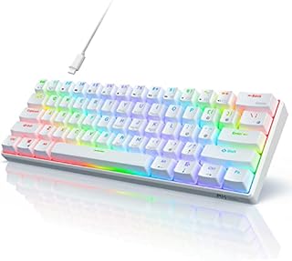 RK ROYAL KLUDGE RK61 Wired 60% Mechanical Gaming Keyboard RGB Backlit Ultra-Compact Hot-Swappable Blue Switch White