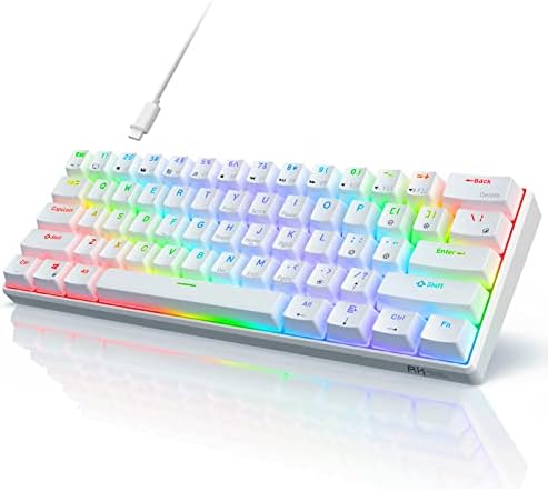 RK ROYAL KLUDGE RK61 Wired 60% Mechanical Gaming Keyboard RGB Backlit Ultra-Compact Red Switch White