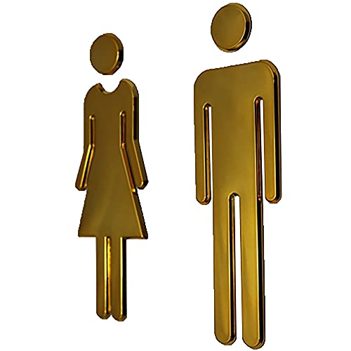 Segnaletica for WC,Segnale for bagno,Segnale for WC moderno in acrilico da 7,8 pollici con retro adesivo Segnaletica for WC for uomini e donne,Adesivi murali Targhe for WC/Oro/20 * 6Cm ( Color : Gold