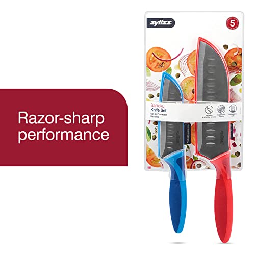 Zyliss 2-Piece Santoku Value Set - Stainless Steel Knife Set - Mini Santoku And Santoku Knives - Travel Knife Set With Safety Kitchen Blade Guards - Dishwasher & Hand Wash Safe - 2 Pieces #TOP1