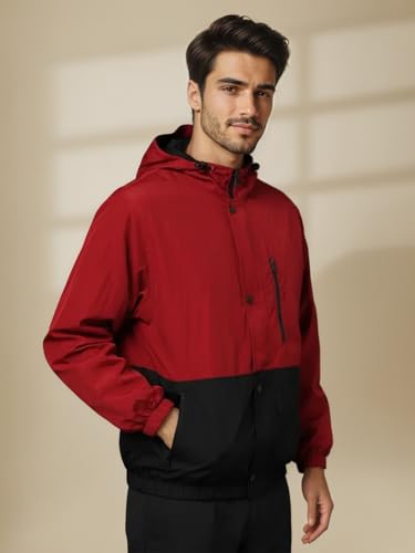 Image of CHKOKKO Sunscreen Jacket for Men Windcheater Hooded Zipper Sports Jacket | UV Protection | Sun Protective | Lightweight Water Resistant | Riding Biker | Outdoor Travel Gym Running