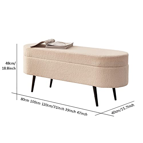 Banc de lit avec rangement en fausse fourrure pour chambre