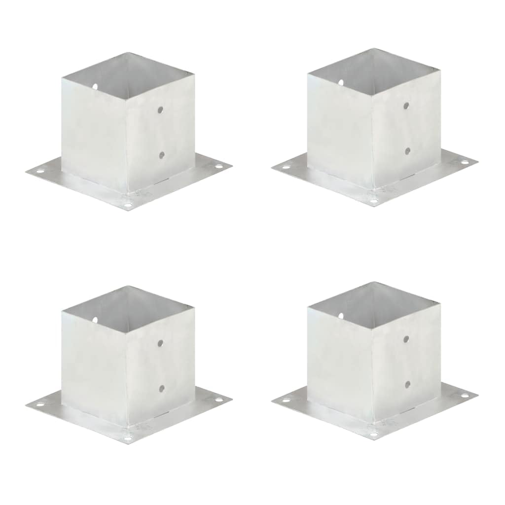 Mangloder - Anclaje de poste de metal galvanizado de 141 mm para tubos cuadrados, 4 unidades, para fijación de postes de vallas, soporte para jardín, terraza, exterior, madera y metal