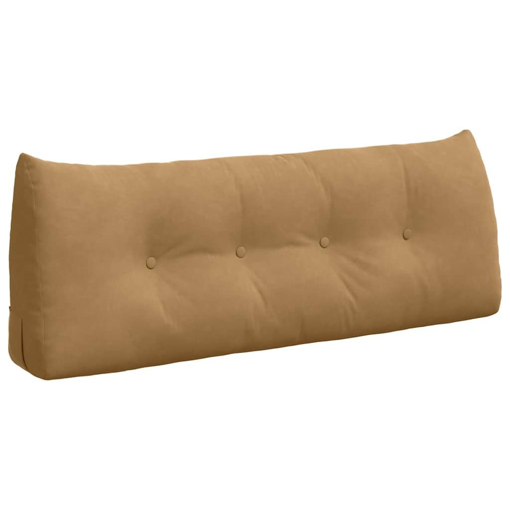 Rückenkissen 120 x 24 x 50 cm Samt Bett Keilkissen Braun | Ergonomisches Stützkissen für Schlafzimmer und Sofa, weicher Bezug mit Seitentasche für Brille oder Fernbedienung.