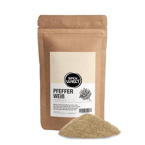 Spicy Welt Pimienta Blanca Molida (100g) - Pimienta Blanca en Polvo Fina – para Salsas Claras, Pescados y Purés | Picante, Aromática y Refinada | 100% Natural & Sin Aditivos