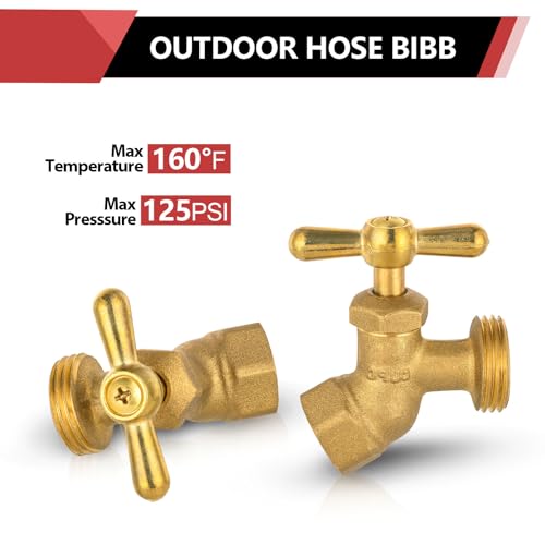 EFIELD 2-Pack 3/4" FIP Inlet ×3/4" MHT Brass No-Kink Hose Bibb Garden Hose Faucet for All Purpose, No Lead Brass by EFIELD - Used condition - Image 5