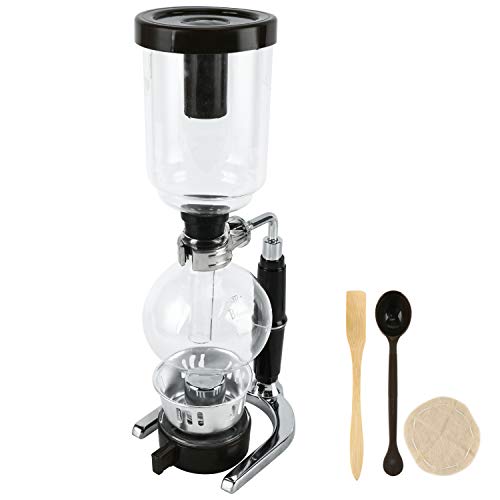 Amarine Made 5-Cup Coffee Syphon Tabletop Siphon Syphon Gravity Coffee Maker Glass Siphon Vacuum Coffee Maker 16 Ounce Clear with Alcohol Burner