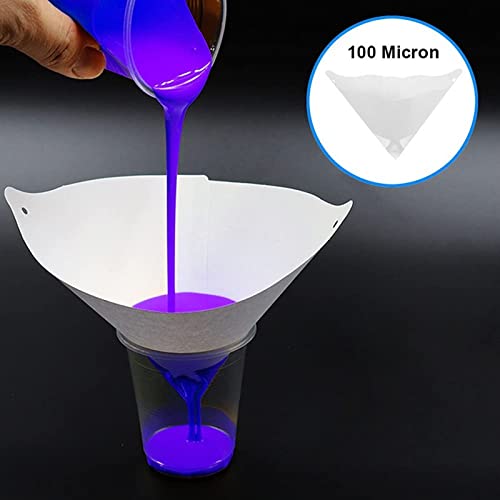 Filtro de tinta de 100 peças, filtros de filtro de tinta descartáveis, papel com funil de filtro de