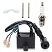 QAZAKY CDI Ignition Coil Spark Plug for 49cc 50cc 60cc 66cc 70cc 80cc 2-stroke Engine Motorized Bicycle Bike