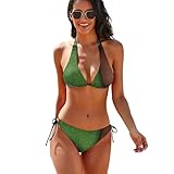 QUEWIQR Bikinis Set Fußball Ball Damen Bademode Set Triangle Tie Side 2 Stück