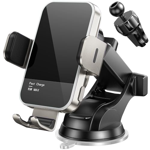 Soporte de teléfono para iPhone y Samsung con cargador inalámbrico para viajes por carretera