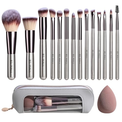 Travel Makeup Brush Set BS-MALL 14 Pcs with 1 Pcs Makeup Sponge –...
