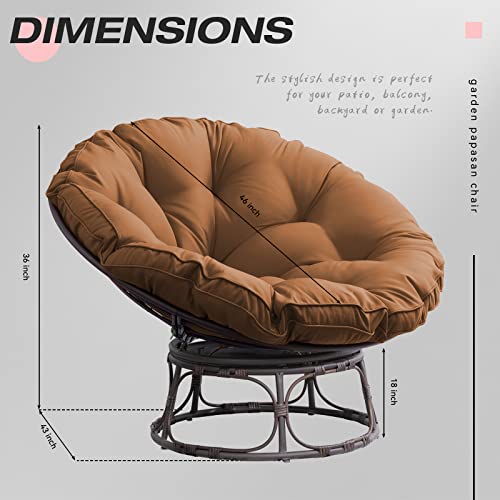 Joyside Papasan Chair with Cushion and Frame 46'' Wicker Papasan Lounge