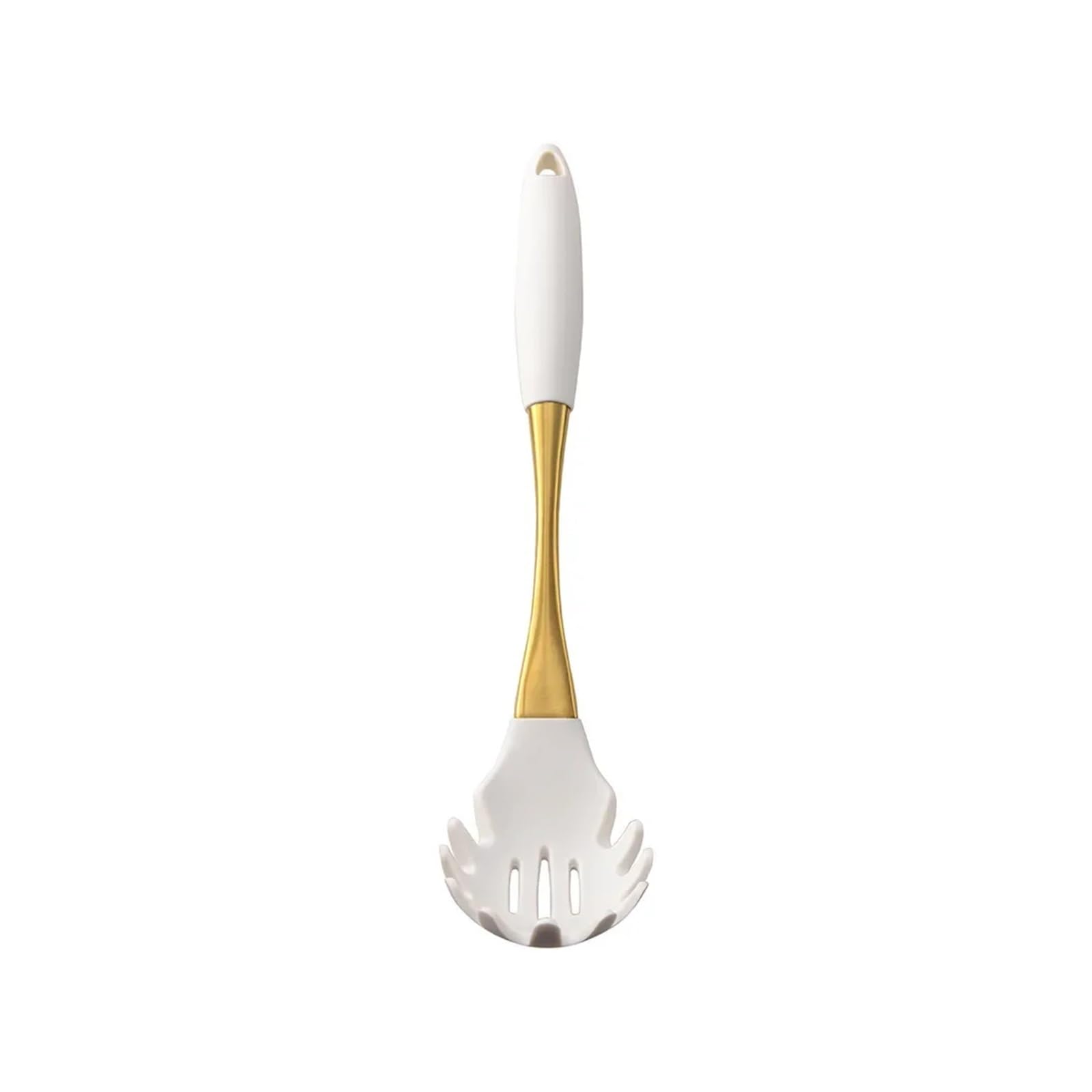 Générique Lot de 8 ustensiles Cuisine en Silicone Blanc doré, spatule, tourneur, passoire à pâtes résistante la Chaleur, Pelle, Accessoires