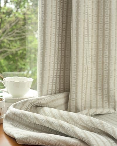 Image of Graywind Motorized Curtains with Track, Room Darkening Smart Curtains, Hardwired Curtains Compatible with Alexa Google Home Remote Control for Large Windows, Custom Drapes Up to 220 inch, Heritage (Bone)