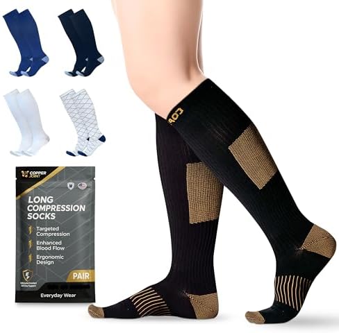 Copper Compression Socks for Women & Men - Helps Circulation, Reduces Swelling & Pain - Copper Infused Nylon by CopperJoint